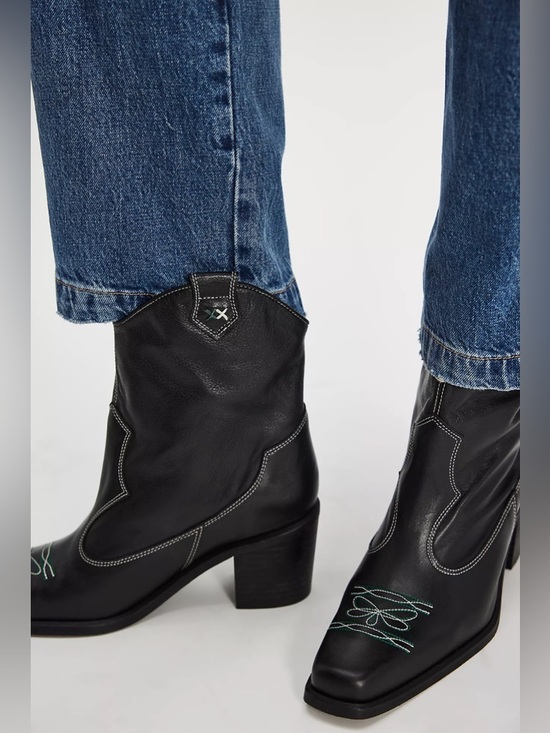 Free People Shoes - Free People Wandering Western Black Leather Western Ankle Boots